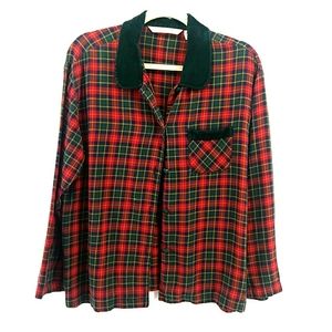 Vintage Victoria Secret Country Collection 90's Small Plaid Pajama Christmas Top